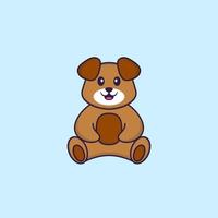 Cute dog is sitting. Animal cartoon concept isolated. Can used for t-shirt, greeting card, invitation card or mascot. Flat Cartoon Style vector