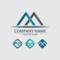 Mountain icon Logo a and M font logo desing for business and corporte vector