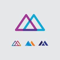 logotipo de icono de montaña a y diseño de logotipo de fuente m para empresas y corporte vector