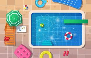 Summer Elements With Swimming Pool Scenery vector