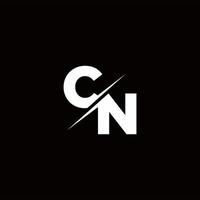 cn logo letter monogram slash con plantilla de diseños de logotipos modernos vector