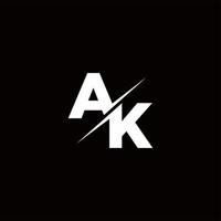 ak logo letter monogram slash con plantilla de diseños de logotipos modernos vector