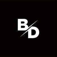 bd logo letter monogram slash con plantilla de diseños de logotipos modernos vector