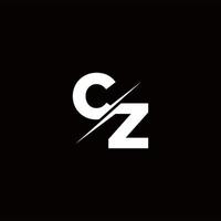 Cz logo letter monogram slash con plantilla de diseños de logotipos modernos