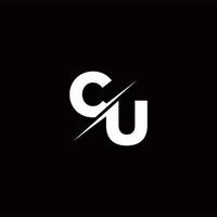 cu logo letter monogram slash con plantilla de diseños de logotipos modernos vector