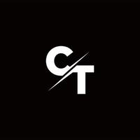 ct logo letter monogram slash con plantilla de diseños de logotipos modernos vector