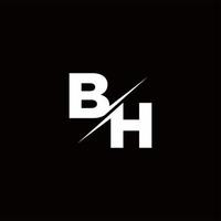 bh logo letter monogram slash con plantilla de diseños de logotipos modernos vector