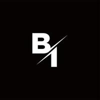 Bi logo letra monograma slash con plantilla de diseños de logotipos modernos