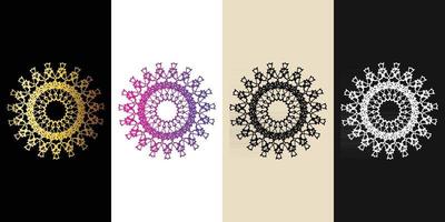 mandala decorativo y ornamental negro en blanco y dorado colección de diseño colorido abstracto vector