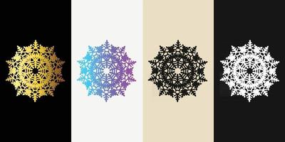 mandala decorativo y ornamental negro en blanco y dorado colección de diseño colorido abstracto vector