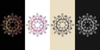 mandala decorativo y ornamental negro en blanco y dorado colección de diseño colorido abstracto vector