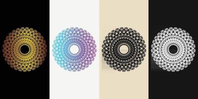 Mandala Decorative And Ornamental Black in white  and Golden Abstract Colorful design Collection vector