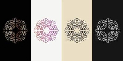 mandala decorativo y ornamental negro en blanco y dorado colección de diseño colorido abstracto vector