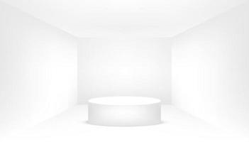 White podium in an empty white room. Empty white room. vector