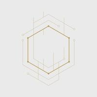 Abstract geometric hexagon. Lines and dots minimalistic design. vector