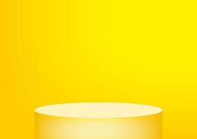 Empty podium studio yellow background for product display with copy space. Showroom shoot render. Banner background for advertise product. vector