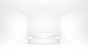 podio blanco en una habitación blanca vacía. habitación blanca vacía. vector