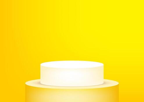 Empty podium studio yellow background for product display with copy space. Showroom shoot render. Banner background for advertise product. vector