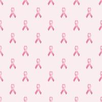 Breast cancer awareness seamless pattern of pink ribbon on pink background. vector