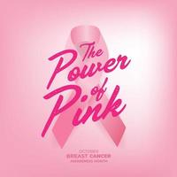 The Power of Pink. World October Breast Cancer Awareness Month Banner.