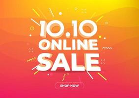 10.10 Online shopping day sale poster or flyer design. Global shopping world day Sale on colorful background. 10.10 Crazy sales online. vector