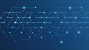 Abstract lines and dots connect background. Technology connection digital data and big data concept. vector