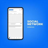 teléfono inteligente con interfaz en la red social. vector
