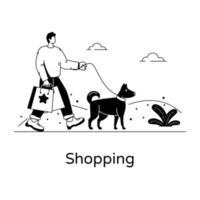 compras con perro vector