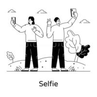 selfies tomando fotos vector