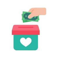 vector de caja de donación de dinero y sobras el concepto de ayudar a los pobres con fines benéficos