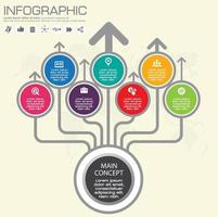 Infografía de negocios círculo ilustración de vector de estilo origami. se puede utilizar para diseño de flujo de trabajo, banner, diagrama, opciones numéricas, opciones de intensificación, diseño web.