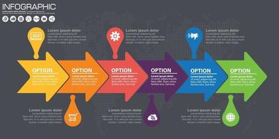 Timeline and arrow vector infographic. World map Background