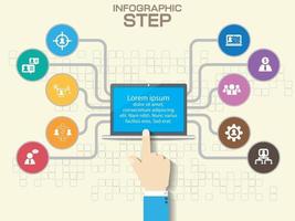 Business Infographics can be used for workflow layout, banner, diagram, number options, step up options, web design. vector