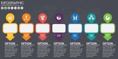 Timeline and arrow vector infographic. World map Background