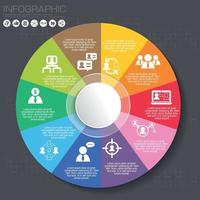 Ilustración de vector de círculo de infografías de negocios. se puede utilizar para diseño de flujo de trabajo, banner, diagrama, opciones numéricas, opciones de intensificación, diseño web.