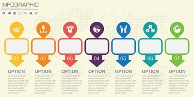 Timeline and arrow vector infographic. World map Background