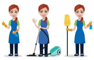 Cleaning company staff in uniform vector