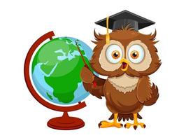 Cute wise owl. Funny owl, back to school concept vector