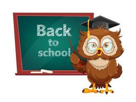 Cute wise owl. Funny owl, back to school concept vector