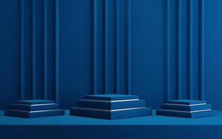 3d background for mock up podium for product presentation, blue background, 3d rendering photo