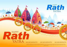 illustration of Lord Jagannath, Balabhadra and Subhadra on annual Rathayatra in Odisha festival background vector