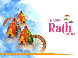 illustration of Lord Jagannath, Balabhadra and Subhadra on annual Rathayatra in Odisha festival background vector