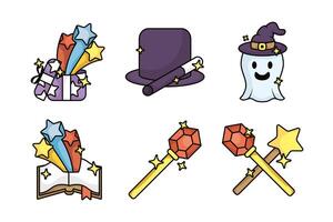 bundle of magic sorcery set icons vector