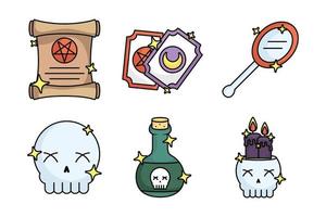 bundle of magic sorcery set icons vector