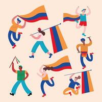 siete manifestantes colombianos vector