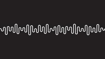 White curvy line on black background. Radio wave or music equalizer, sound wave. Stylized Cardiogram, interface design for medical equipment, vector illustration.