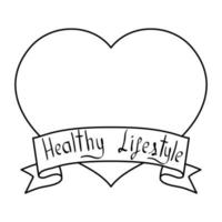 heart love with ribbon healthy lifestyle vector
