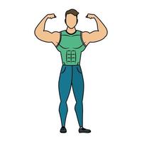 young strong man athlete character vector