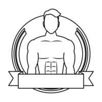 young man athlete without shirt in frame vector