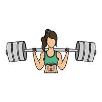 young woman athlete weight lifting vector